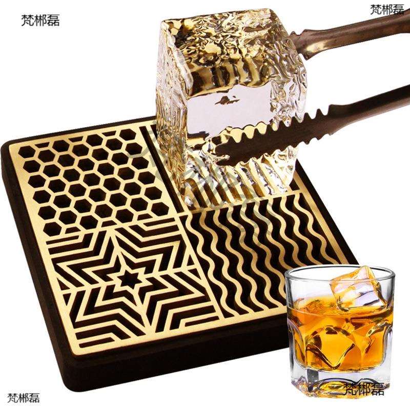 *酒吧压冰铜板冰块花纹理网红印章图案logo标志装饰方形冰板模