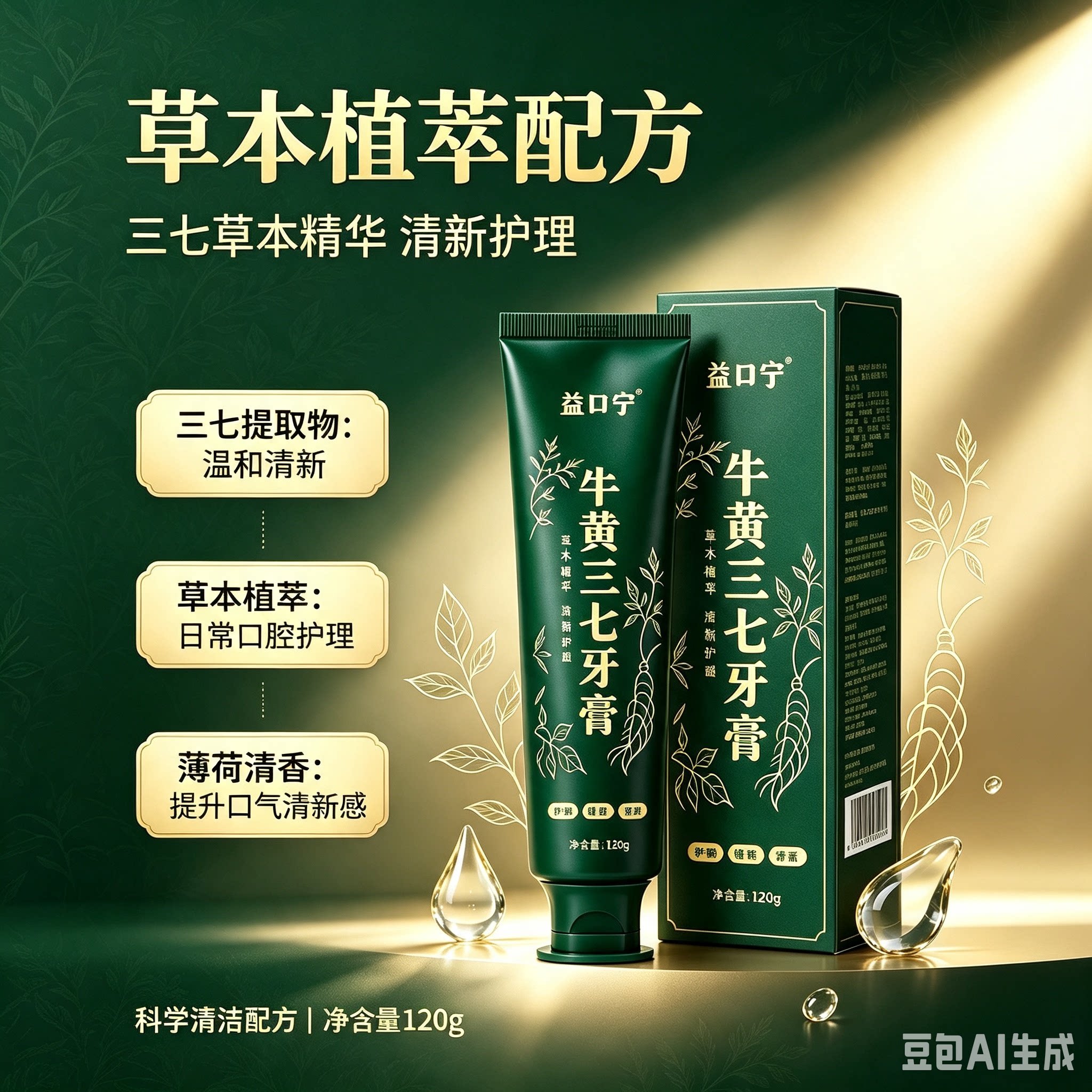 牛黄三七牙膏草本植萃