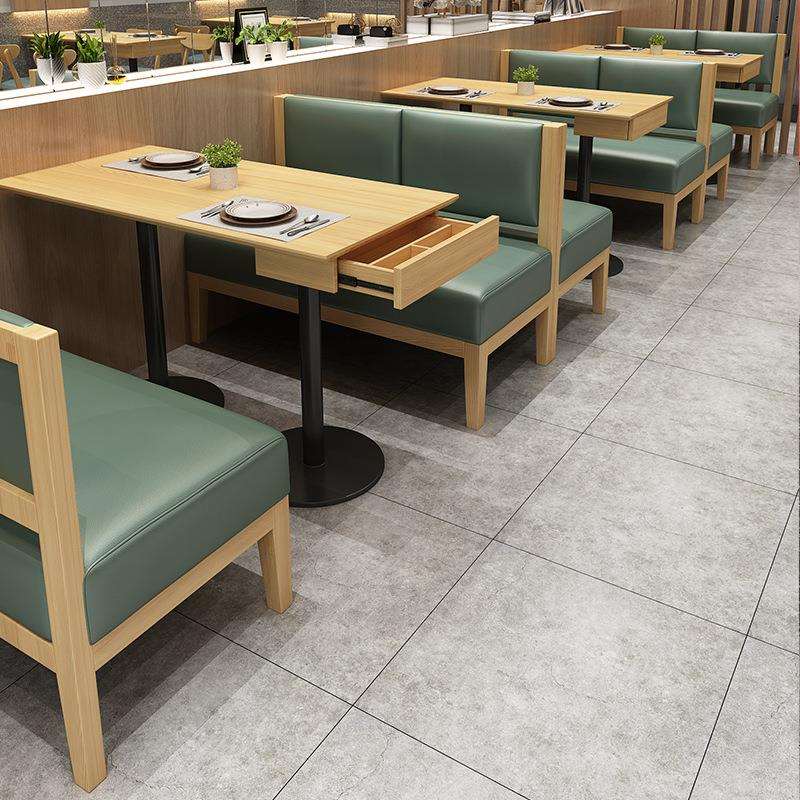卡座沙发咖啡厅桌椅实木餐厅组合甜品店小吃店坐垫现代简约风