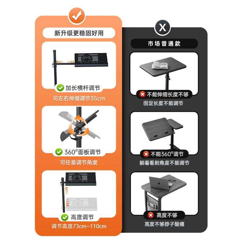 易游床上电脑桌笔记本平躺懒人支架躺着玩铝合金可移动升降阅读架