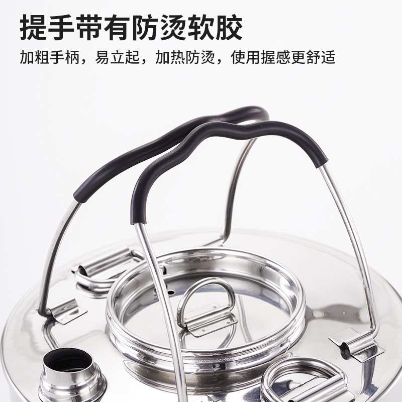 304不锈钢露营烧水壶便携户外野营不锈钢铜底开水壶野餐泡茶水壶