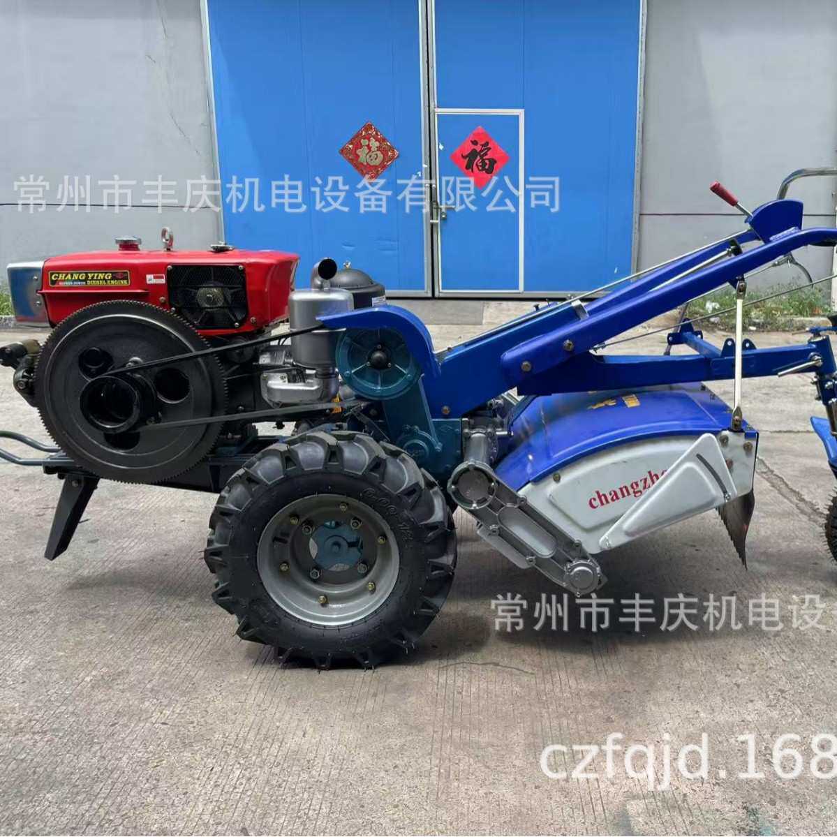 常赢出口印度25HP 电启动冷凝带灯款手扶拖拉机 乘坐式手扶耕地