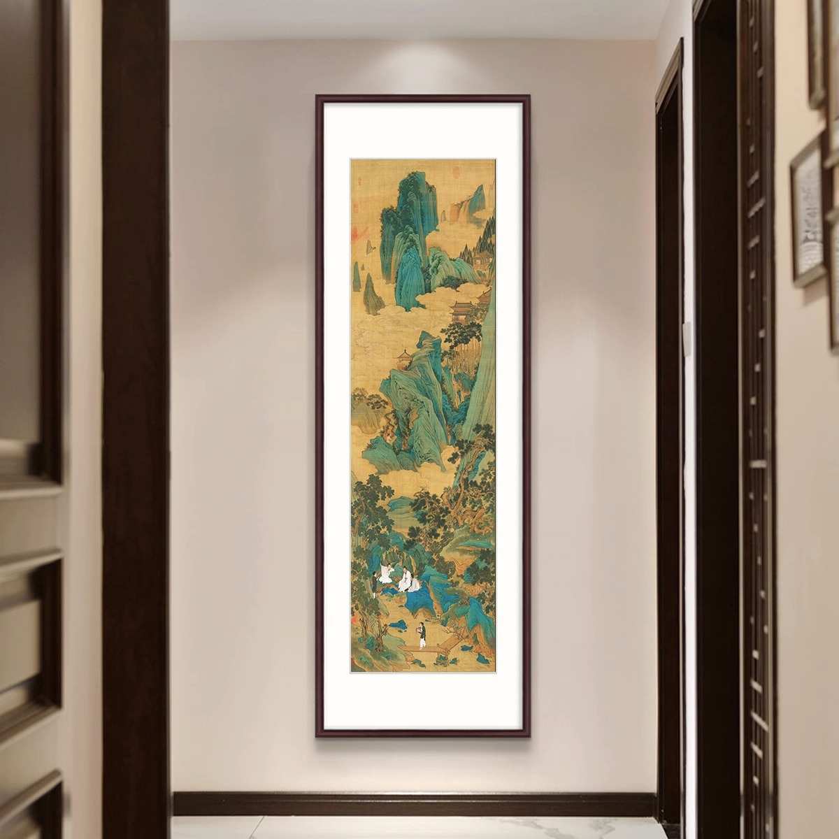 玄关书房办公室挂画新中式客厅装饰画文徵明品茶图水墨画茶室国画