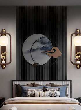 卧室壁灯新中式中国风现代简约客厅电视背景楼梯过道床头灯具523L