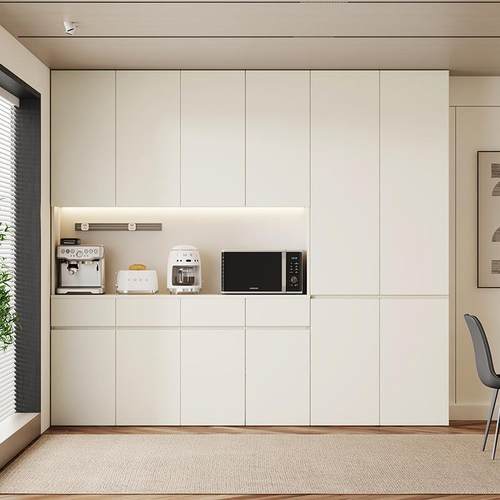 奶油风全实木ENF级餐边柜靠墙一体现代客厅酒柜水吧台餐厅储物柜