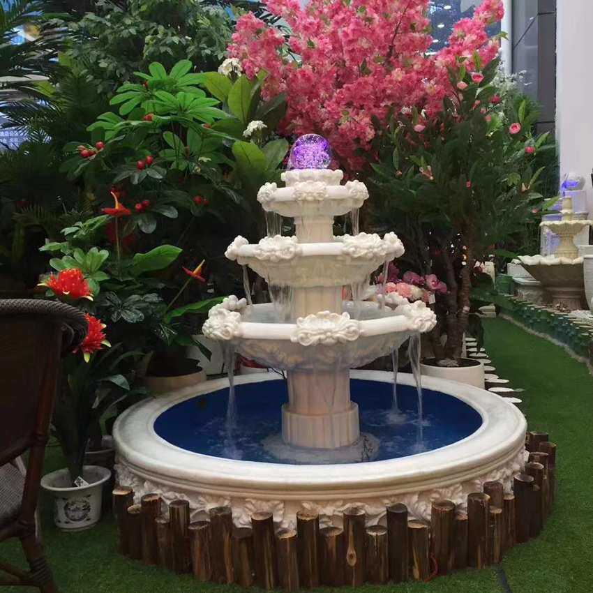 欧式砂岩喷泉厂家花园别墅庭院水池造景流水喷泉 树脂风水球流水