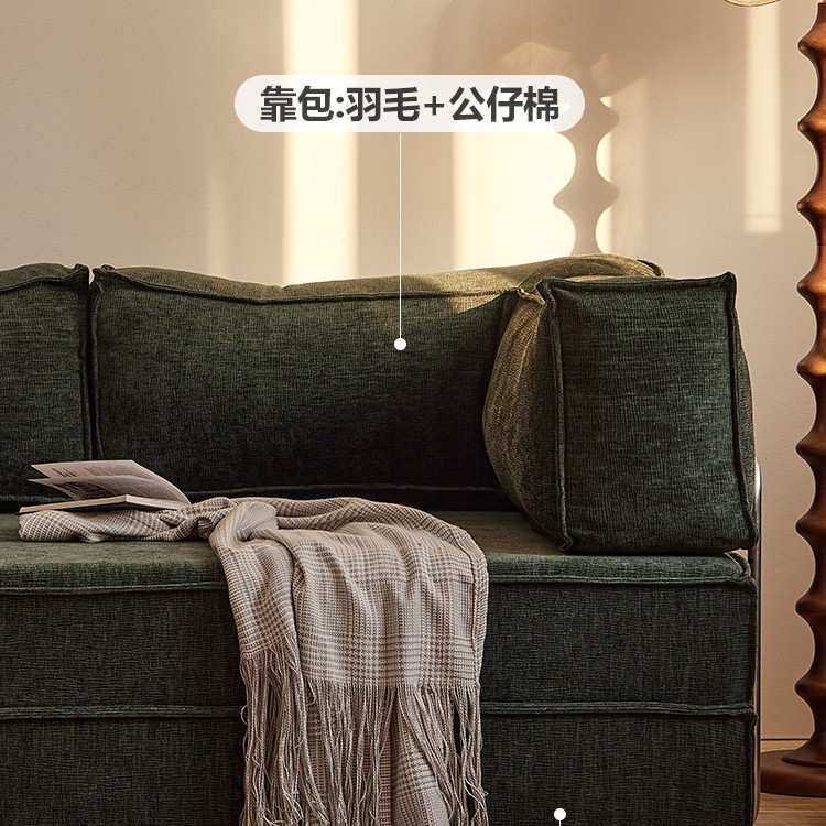 中古风布艺沙发两用复古小户型客厅三人直排折叠可拆洗羽绒沙发床