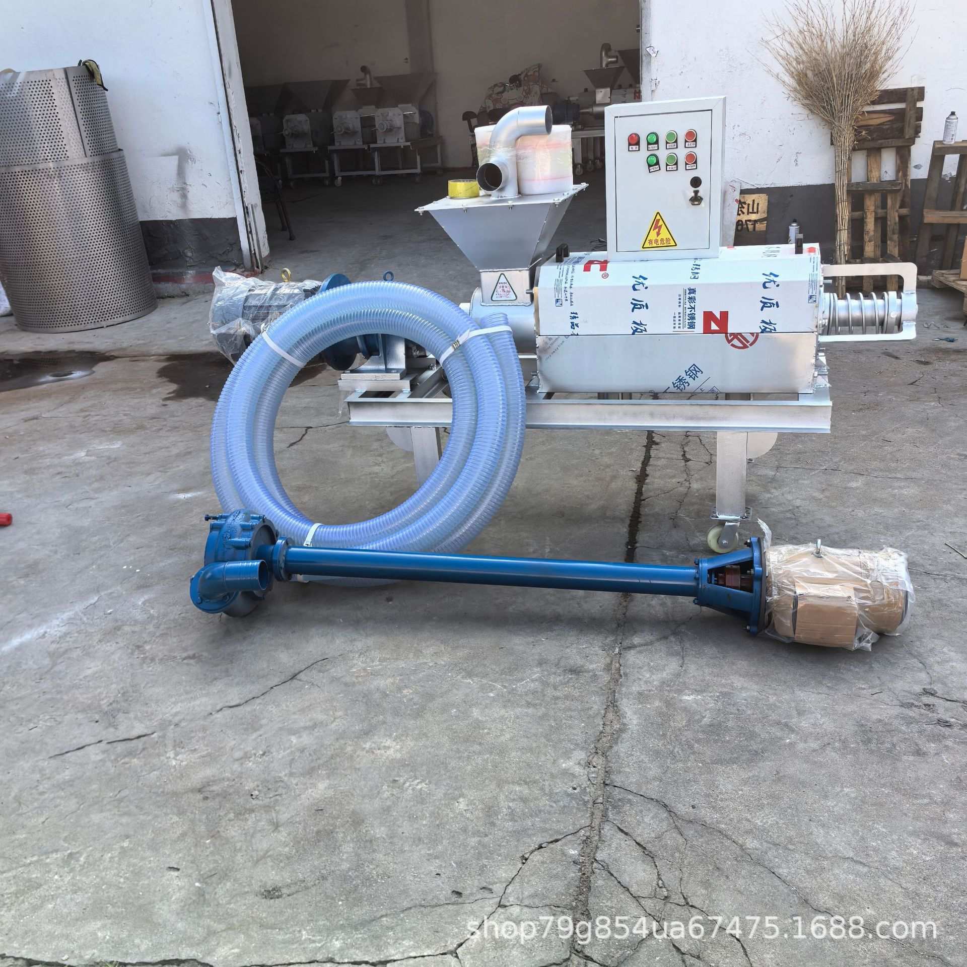 全套加长型猪粪鸡粪干湿分离机 刮粪水泡粪螺旋挤压式干湿分离机