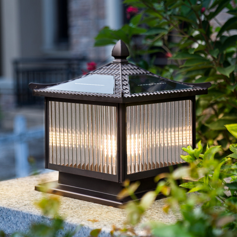 太阳能庭院柱头灯户外q防水围墙围栏灯别墅大门口门柱子灯接电款