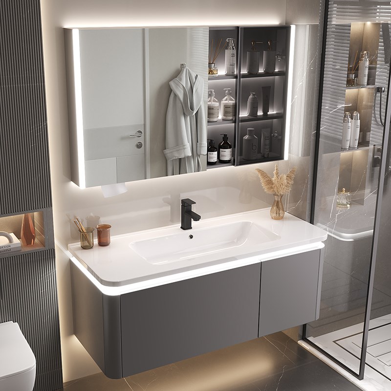 浴室柜组合陶瓷一体盆智r能轻奢洗手盆洗漱台洗脸池洗面卫生间网