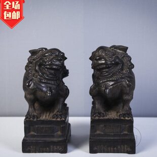 中式母雄狮青石雕子堂头仿古茶席中包邮石案纯手工浮雕老雕刻复古
