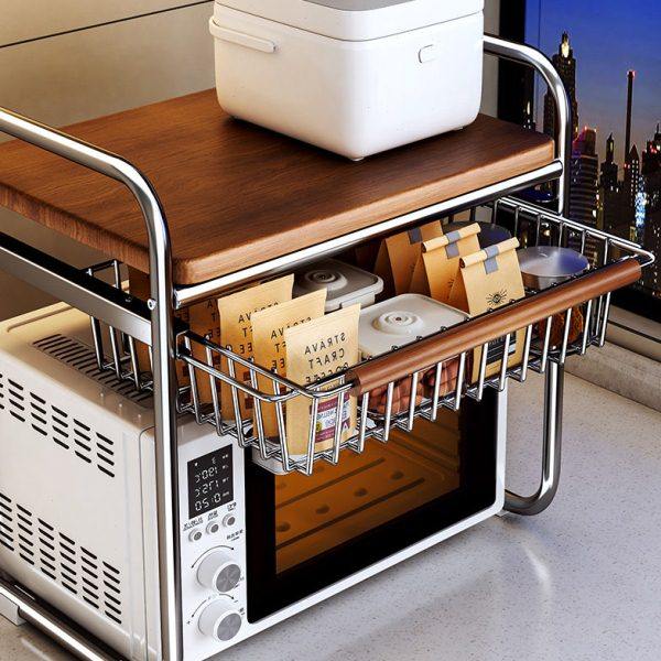 中古风微波炉置物架厨房台面烤箱收纳抽屉式家用多功能电饭煲支架,厨房/烹饪用具,微波炉置物架,淘宝优惠券,粉丝福利购,淘宝优惠卷