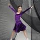 儿童2024拉丁舞服女dce演比赛春夏Wn丝绒方领分体新款 服Ja规定表J