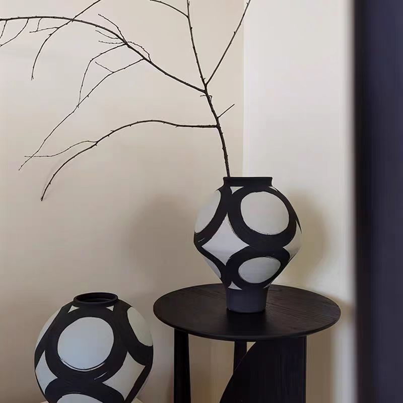 复古新中式陶罐i侘寂风装饰品摆件玄关电视柜插花水培陶瓷花瓶