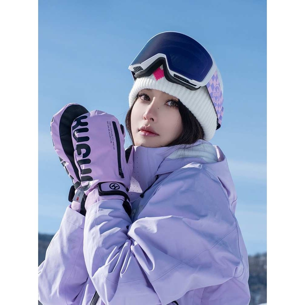 酷峰单板滑雪手套闷子五指连指触屏专业防水防滑耐磨成人女男冬季