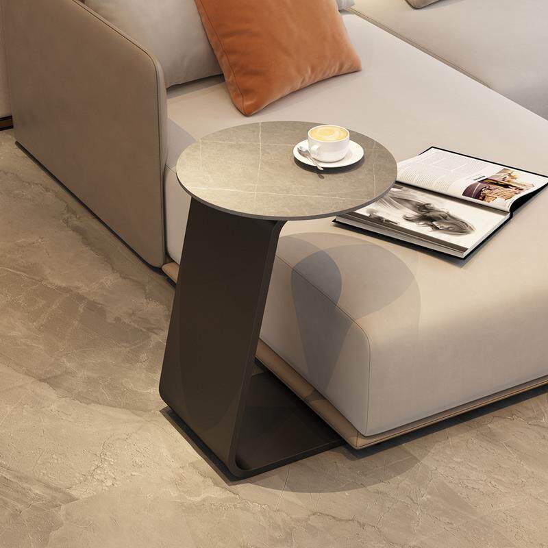 C形小茶几岩板沙发边几北欧床头角几异形小圆桌岩板边几小户型