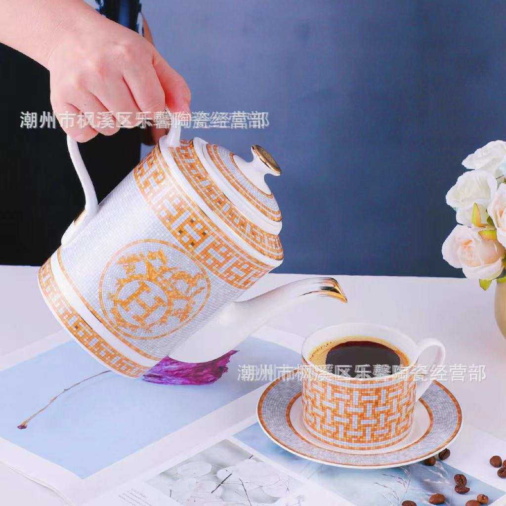 陶瓷金色咖啡具套装家用客厅水具下午茶茶杯轻奢咖啡杯高档次