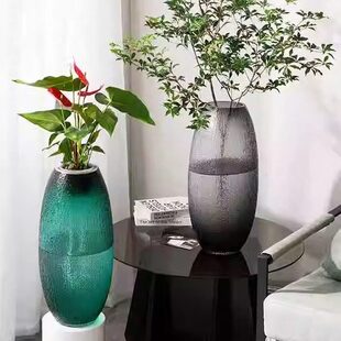 木轻奢摆件客厅落地醉雪水养富贵竹菩提花瓶马柳特大号装饰品玻璃