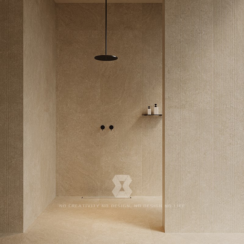 意式简约莱姆石瓷砖米白s黄色卫生间民宿酒店平面拉槽耐磨防滑地