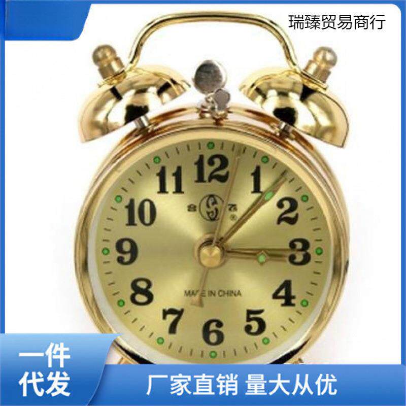 经典老式复古手动发条上劲机械齿轮超大铃声闹钟金属马蹄