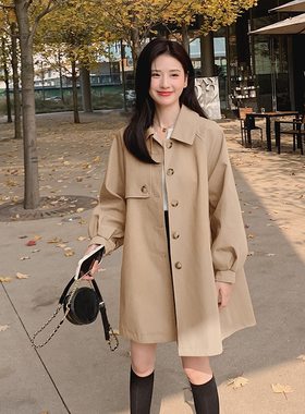孕妇外套女2022年新款春秋小个子外穿a字版上衣卡其色遮肚子风衣
