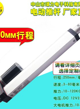 电动推杆 12V24V250MM电动升降杆 微型推窗器电机直流电动伸缩杆
