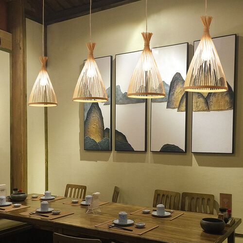 餐厅吊灯竹编茶室禅意创意个性简约日式民宿饭店客厅竹艺吊灯