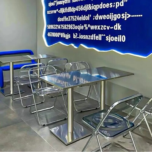 定制咖啡店不锈钢桌子长方桌户外金属铁艺网红饭厅工业风餐桌椅j.