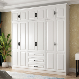 美式衣柜家用卧室整体组合实木大衣柜主卧欧式平开门衣帽间大衣橱