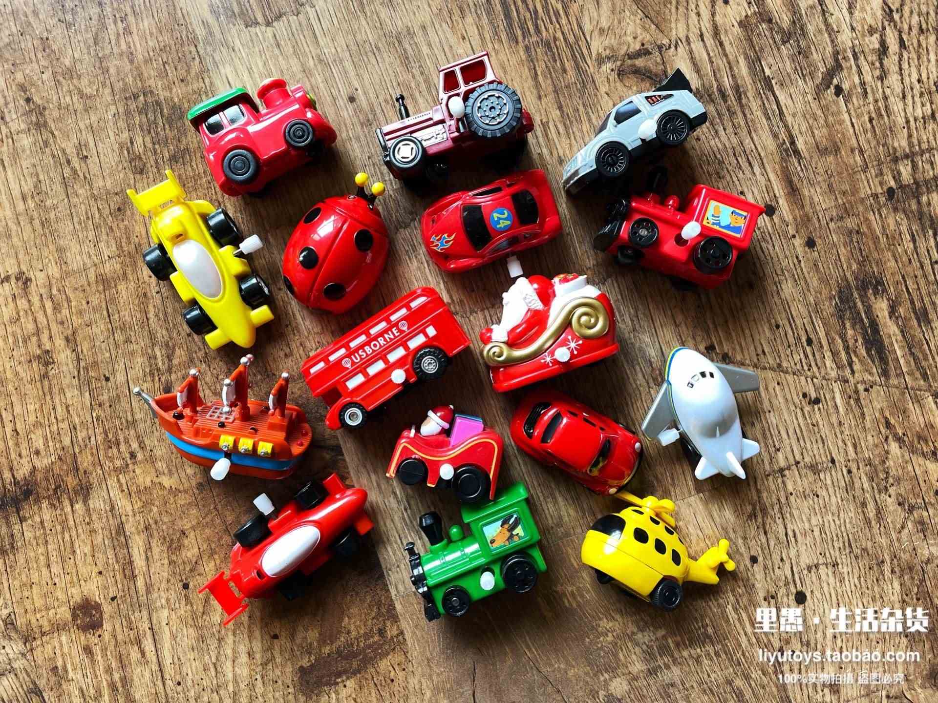 超可爱~有d万向轮的迷你发条双层巴士拖拉机火车头轨道书发条汽车