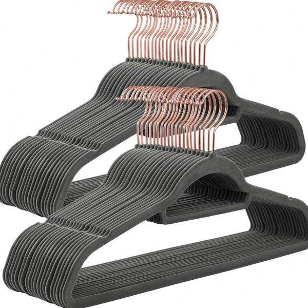 出口轻奢玫瑰金钩防滑植绒衣架无痕收纳整理衣柜晾衣撑不起包衣挂,收纳整理,植绒衣架/布衣架,淘宝优惠券,粉丝福利购,淘宝优惠卷