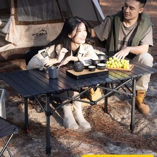 威野营折叠铝桌摆摊便携式书桌蛋卷桌家用吃饭桌方桌夜市铝合金桌