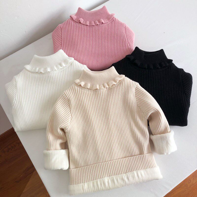 婴幼儿女宝宝小童女童加绒毛衣高毛衣/针织衫
