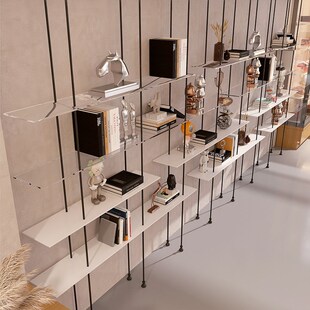 吊架书架亚克力层板极简置物架顶天立地陈列收纳架玄关隔断红酒架
