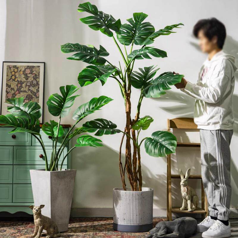 大型龟背竹仿真植物假树室内客厅酒店落地仿生绿植盆栽装饰造景