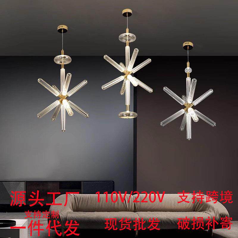 轻奢现代刻蚀玻璃艺术灯别墅客厅酒店工程展厅橱窗复式楼梯工程灯