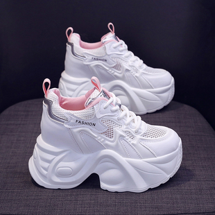 老爹鞋女款2024新款夏季透气网面爆款厚底休闲鞋子10cm内增高女鞋