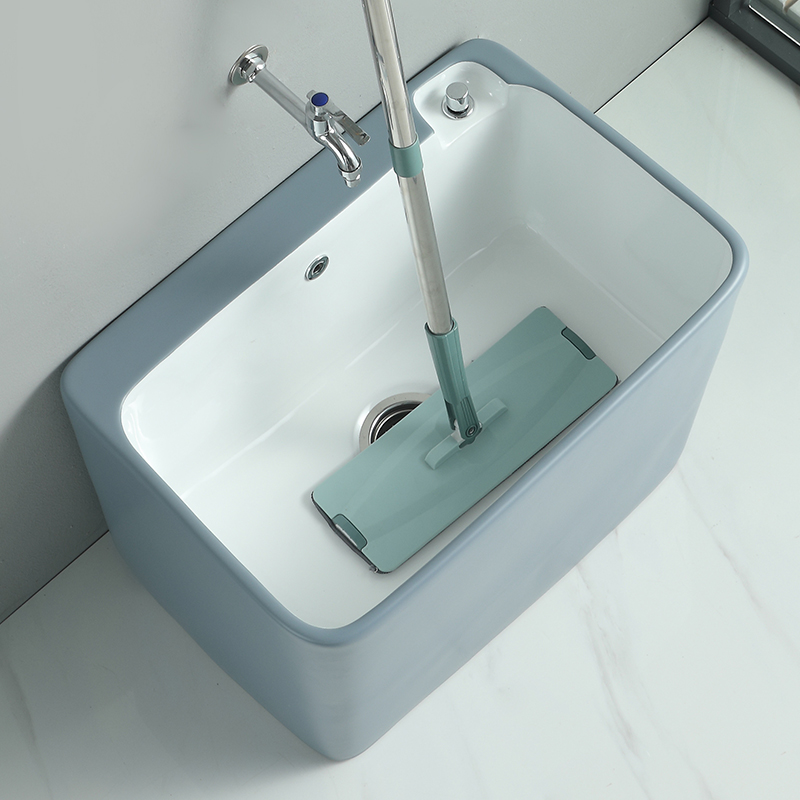 家用现代北欧陶瓷l拖把池阳台卫生间洗地拖布池灰色墩布盆大号落