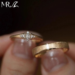 Z先生9b25银覆古拉丝款 简约礼物戒指 培育钻情侣对戒求婚订婚时尚