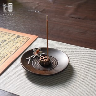 喜棠【檀中花】i黑檀实木线香炉超大号藏香插家用室内香座驱蚊香