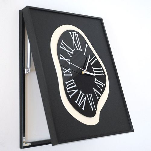 电表箱装饰画带钟表达利异形复古时钟电箱遮挡挂钟静音玄关挂画