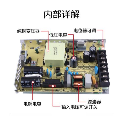 超薄LRS-350/200/100/50开关电源220转DC24V12VDC5V明纬48v变压器