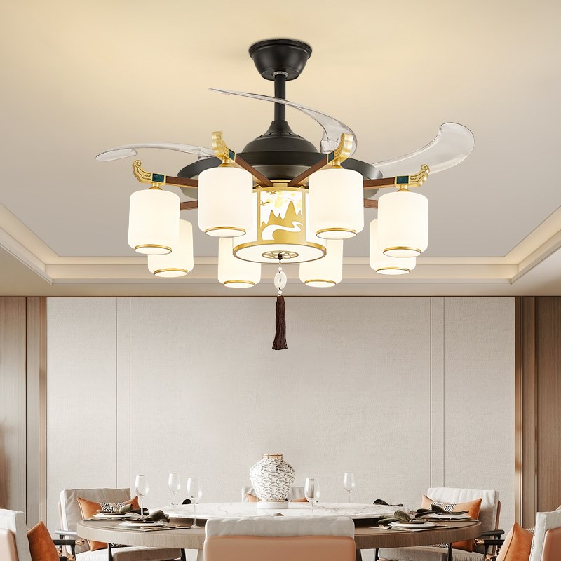 护眼新中式风扇吊灯客厅灯隐形一体吊扇灯现代中国风餐厅灯具电扇