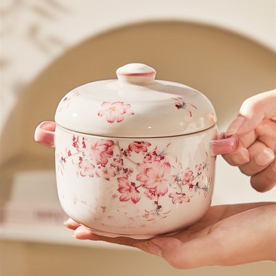 墨色陶瓷蒸蛋碗带盖蒸鸡蛋羹专用碗隔H水炖家用瓦罐汤炖盅燕窝炖