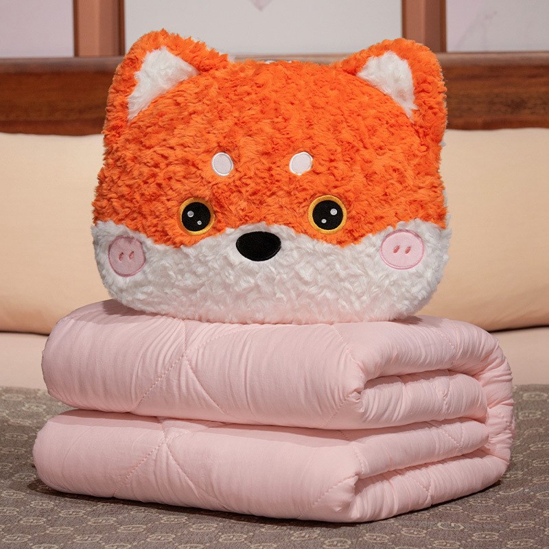 狐朋狗友抱枕被二合一办公室学生午休抱枕狐Q狸白狗靠垫沙发车载