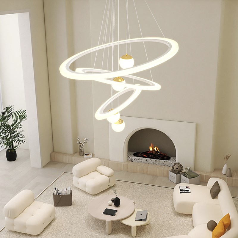 北欧简约现代复式挑空吊灯客厅中空大D灯楼梯别墅loft大厅灯餐厅