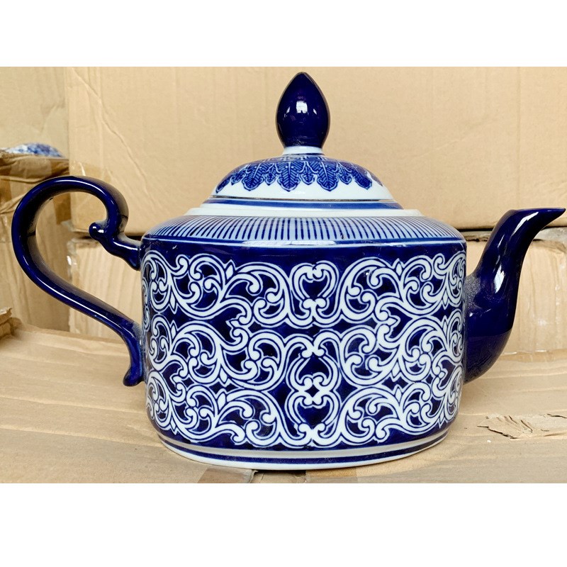 青花陶瓷茶壶家用l凉水壶过滤大容量泡茶壶酒店饭店水壶醋壶