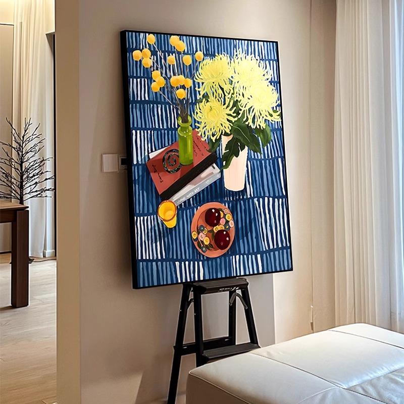 现代抽象艺术花卉挂画北欧简约小清新客厅装饰画玄关走廊竖版挂画