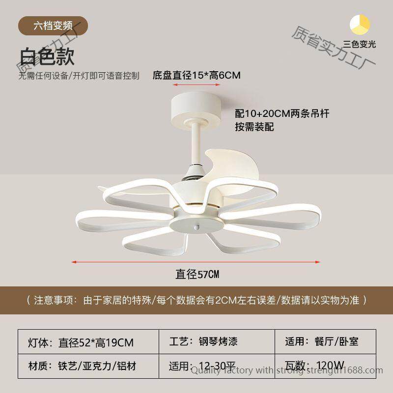 2025新款语音风扇灯卧室北欧隐形餐厅艺术灯具大全家用