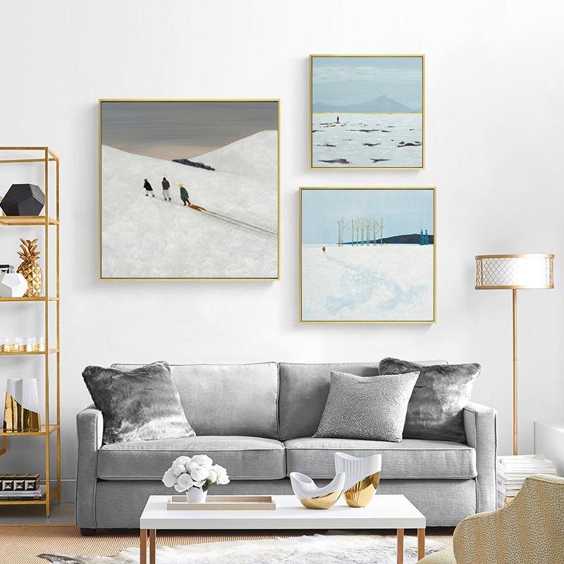 客厅装饰画卧室床头书房壁挂画小众艺术现代简约创意风景冰雪世界